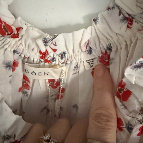 Doen Ischia White Floral Red Poppy Field Maxi Dress Sz M NWT - Picture 8 of 10